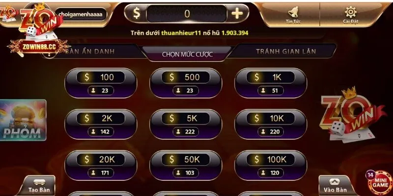 Mỗi người chơi sẽ được chia trước 9 lá trong mỗi ván